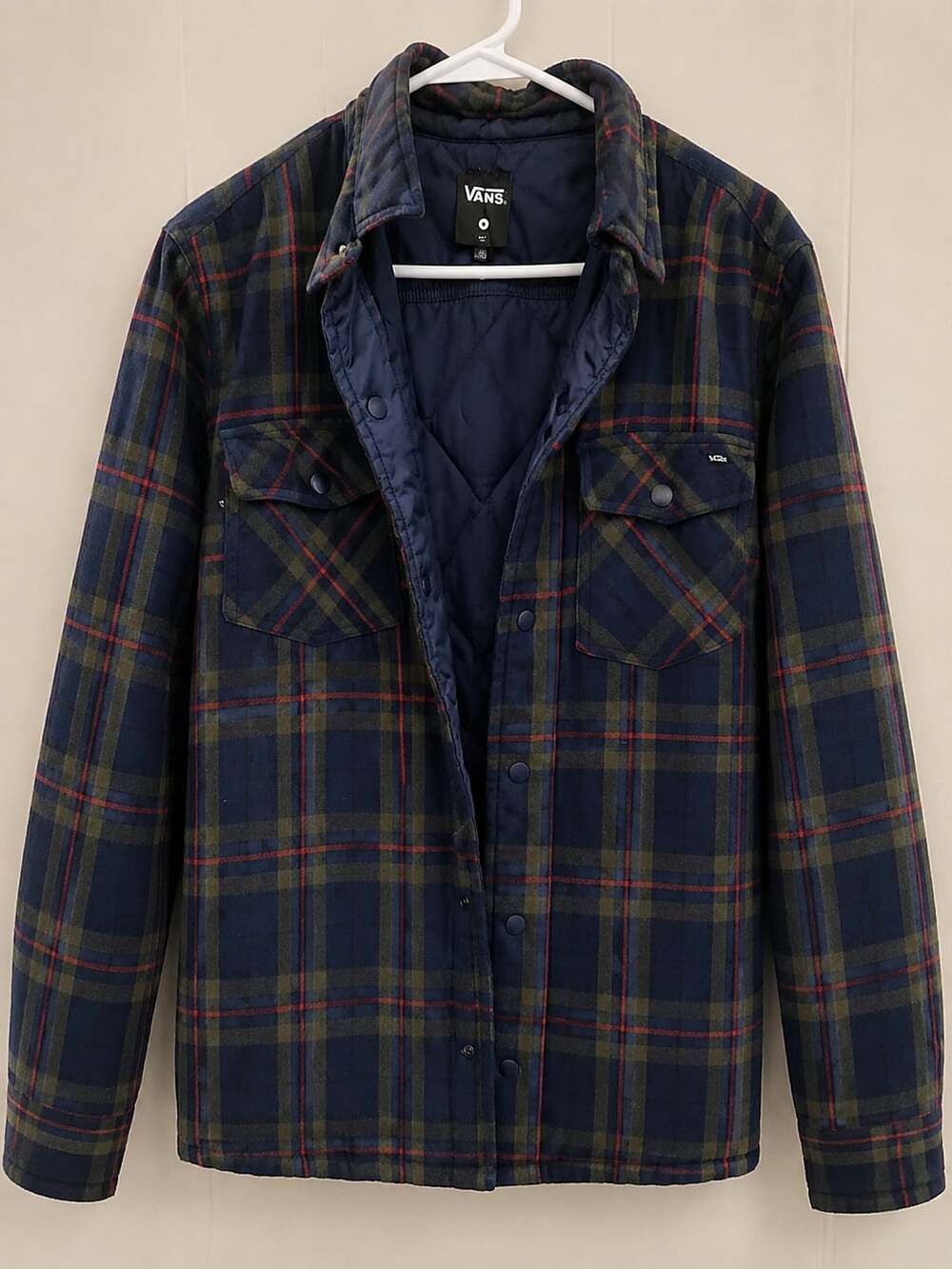 Vans Brickell Quilted Lined Plaid Flannel Snap Shirt Jacket